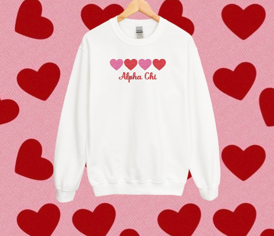 Four Hearts Sorority Crewneck Sweatshirt