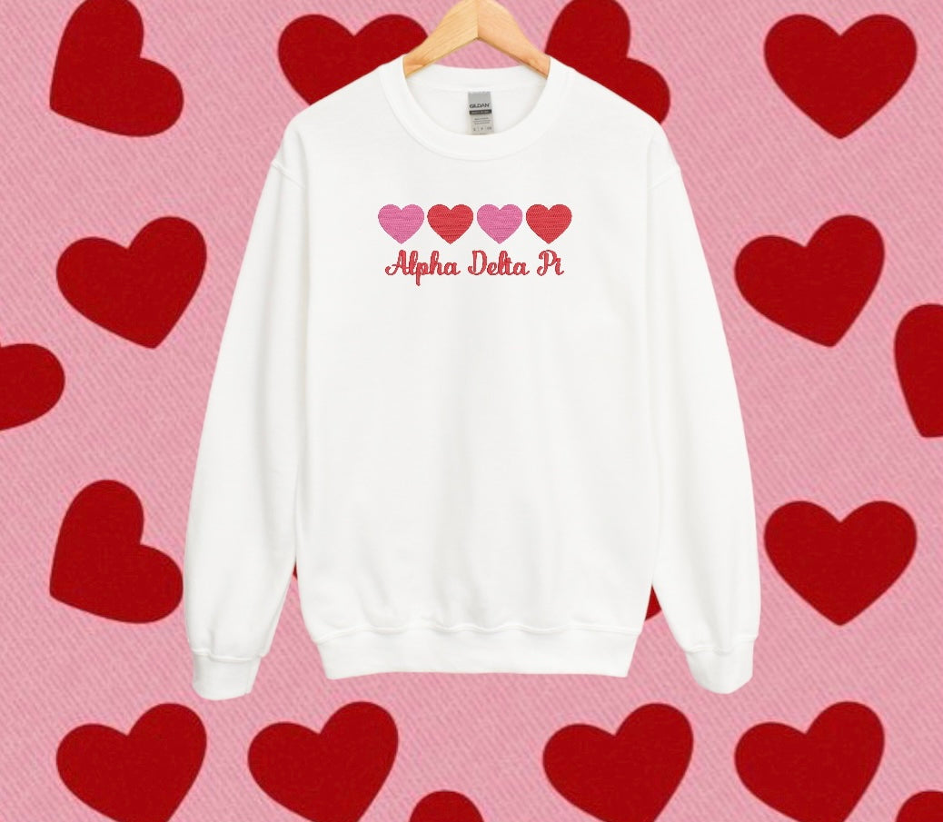 Four Hearts Sorority Crewneck Sweatshirt