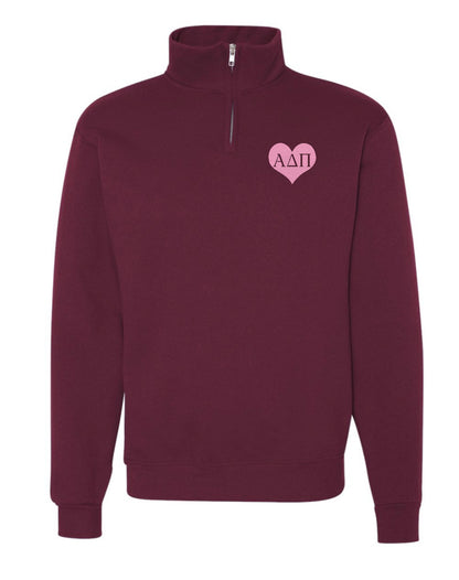 Heart Sorority Quarter Zip Fleece Jacket