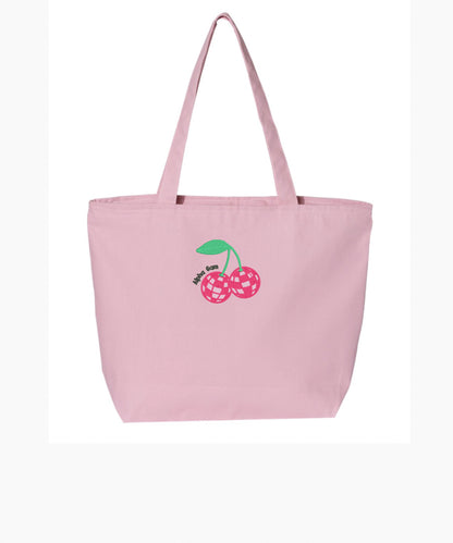 Disco Cherry Embroidered Tote Bag with Zipper