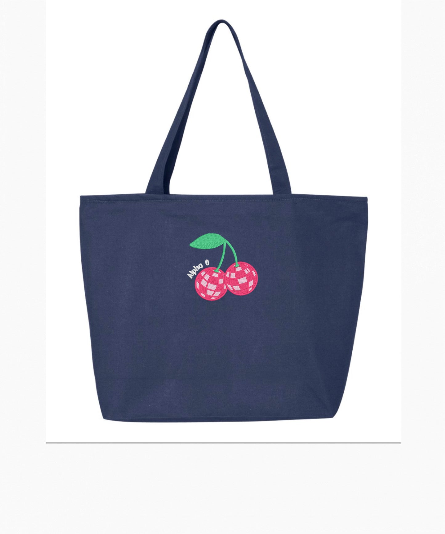 Disco Cherry Embroidered Tote Bag with Zipper