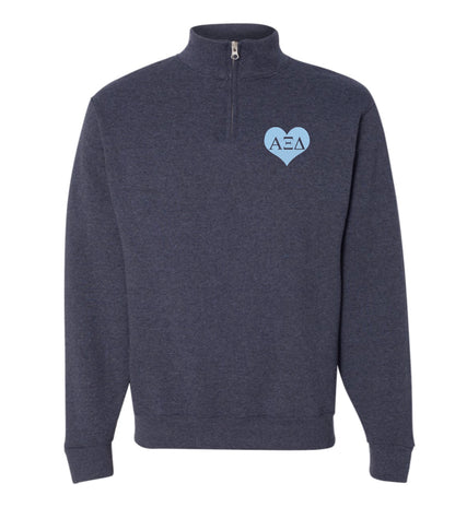 Heart Sorority Quarter Zip Fleece Jacket