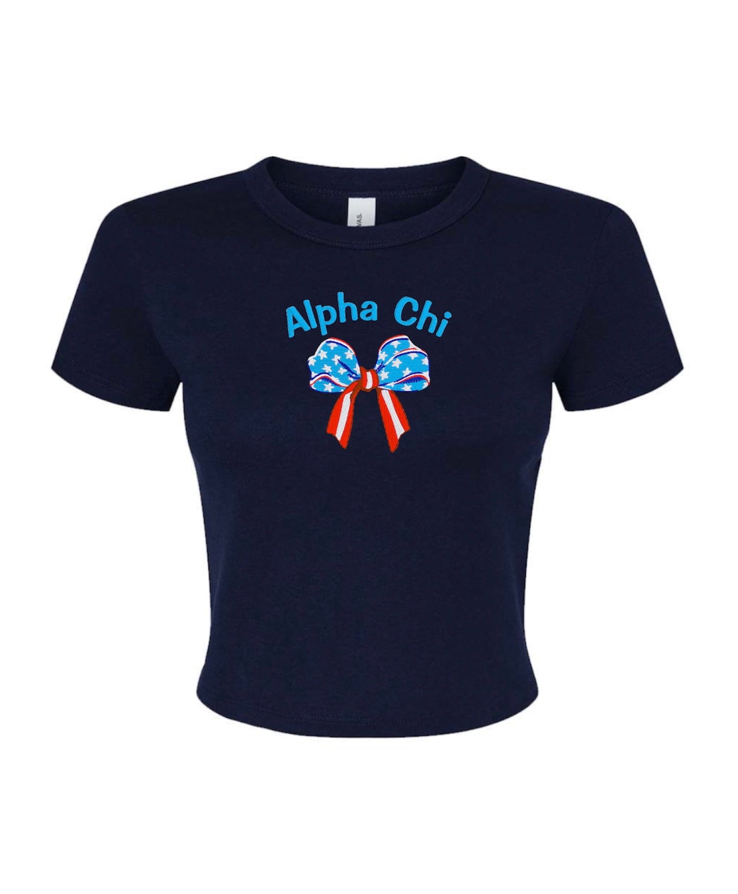 Embroidered Sorority American Bow Crop Top