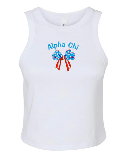 Embroidered Sorority American Bow Tank Top