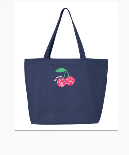 Disco Cherry Embroidered Tote Bag with Zipper