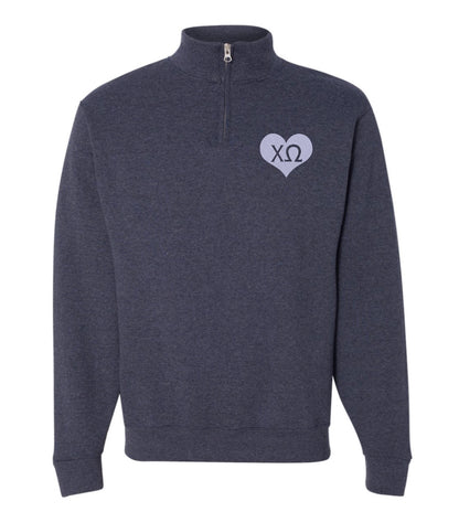 Heart Sorority Quarter Zip Fleece Jacket