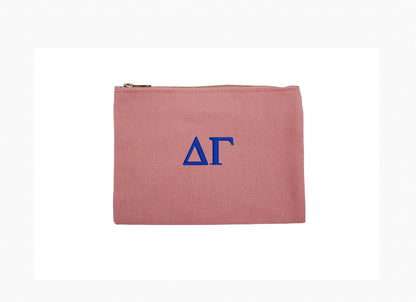 Embroidered Canvas Cosmetic / Pencil Pouch