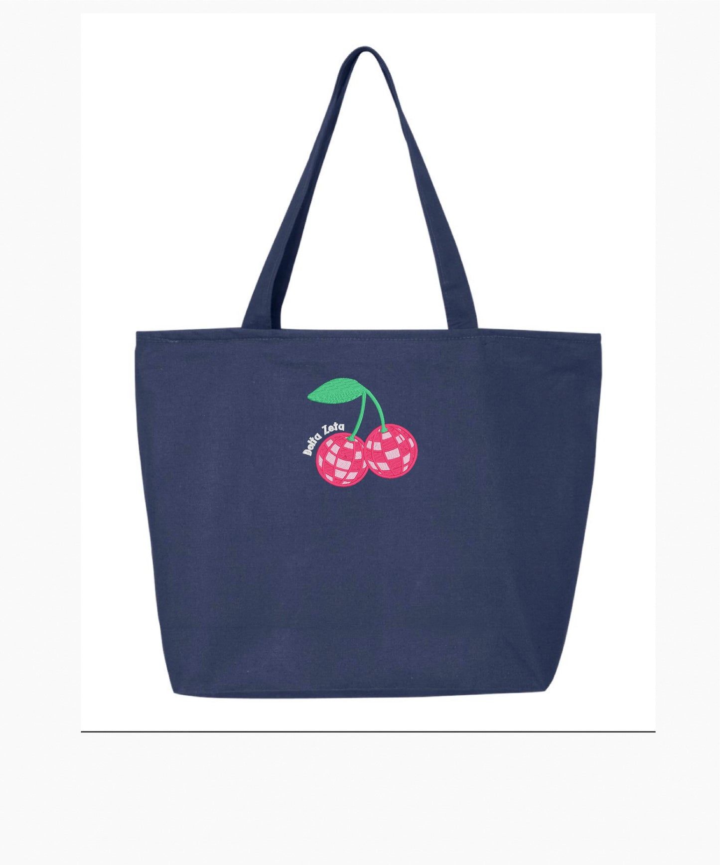 Disco Cherry Embroidered Tote Bag with Zipper