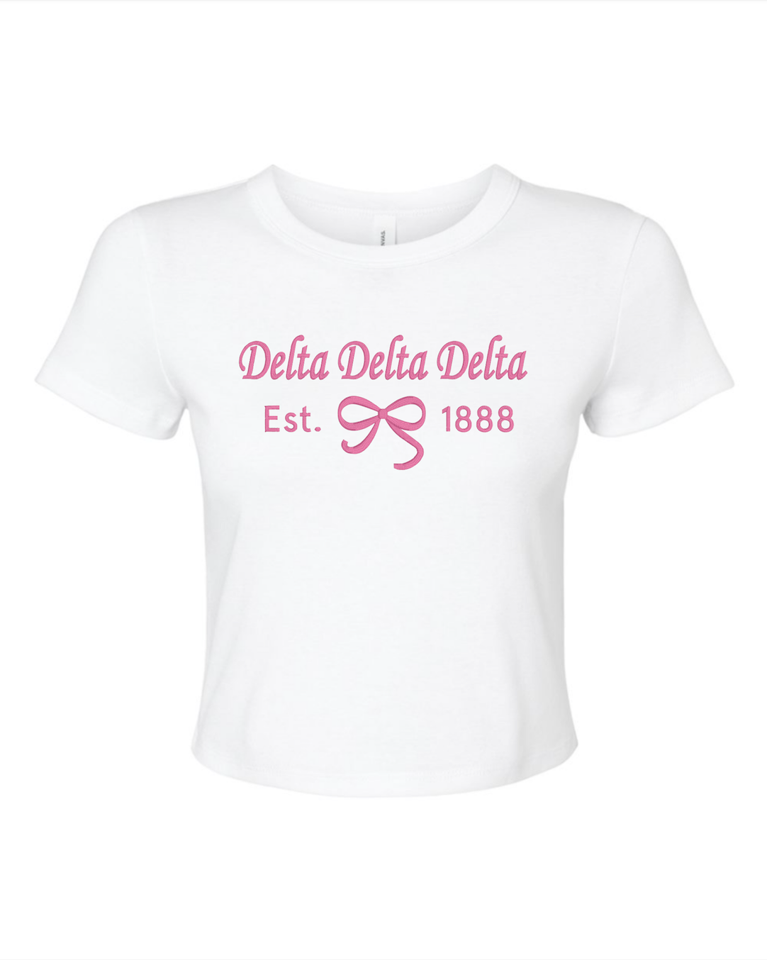 Embroidered Sorority Bow Crop Top