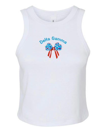 Embroidered Sorority American Bow Tank Top