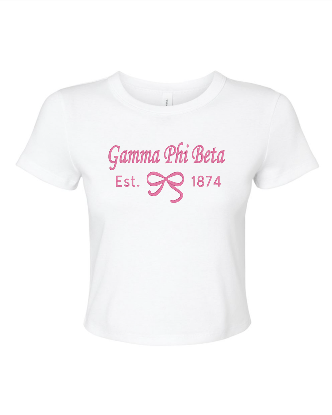 Embroidered Sorority Bow Crop Top