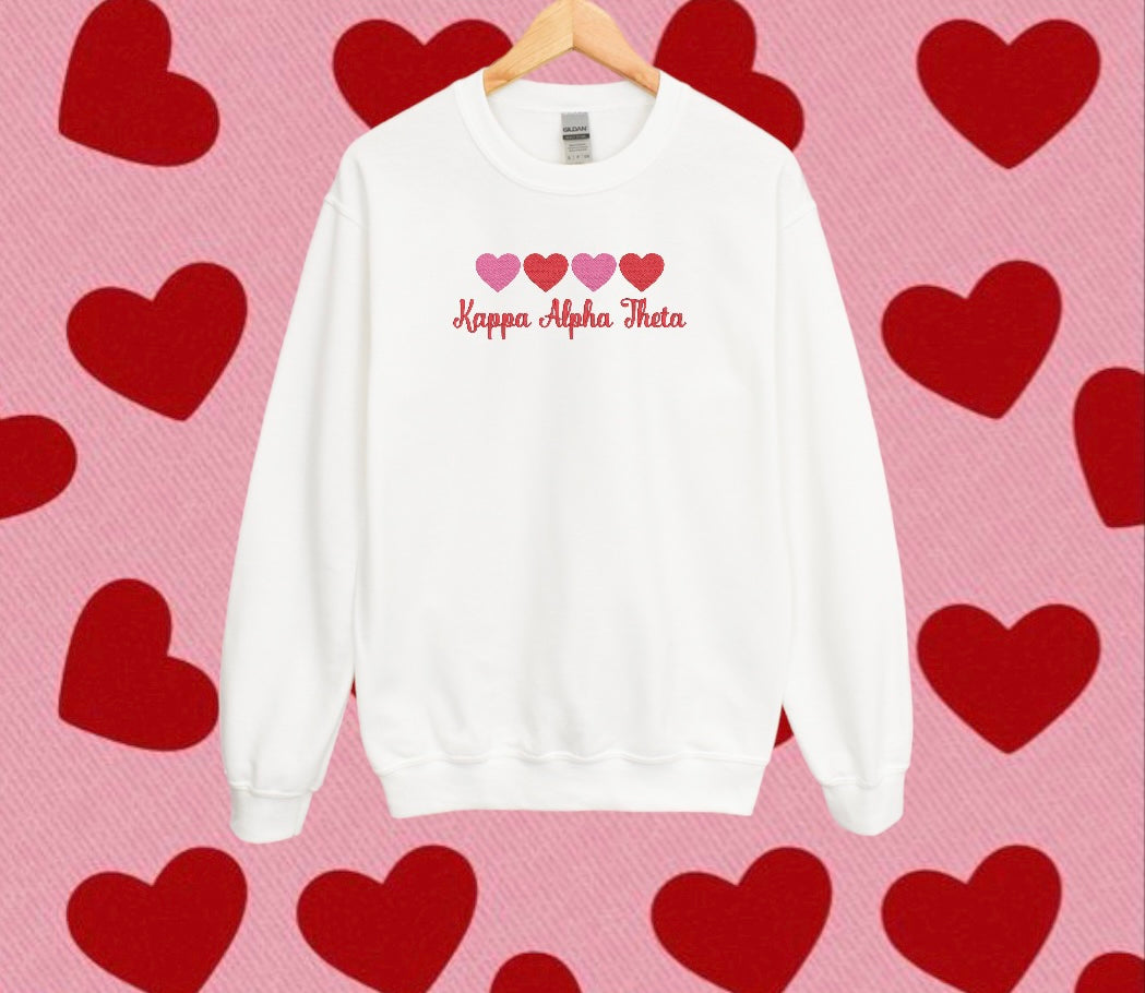 Four Hearts Sorority Crewneck Sweatshirt