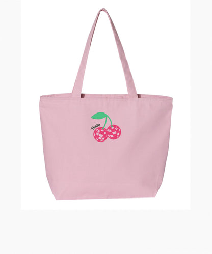 Disco Cherry Embroidered Tote Bag with Zipper