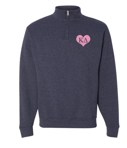 Heart Sorority Quarter Zip Fleece Jacket