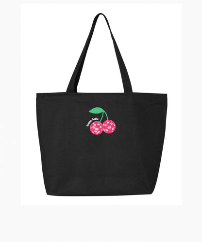 Disco Cherry Embroidered Tote Bag with Zipper