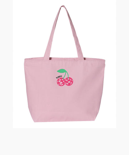 Disco Cherry Embroidered Tote Bag with Zipper