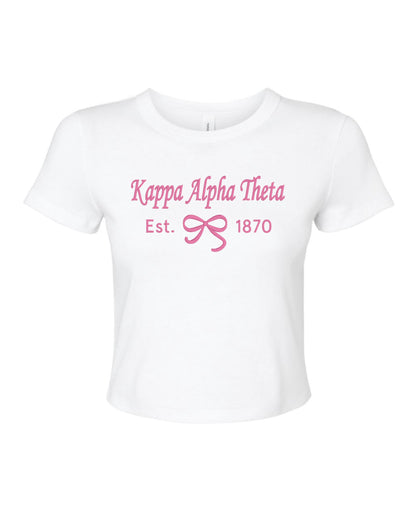 Embroidered Sorority Bow Crop Top