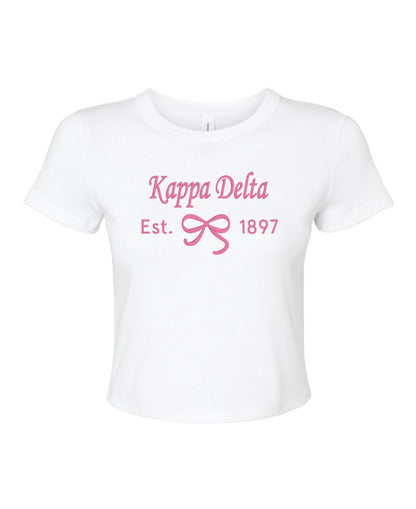 Embroidered Sorority Bow Crop Top