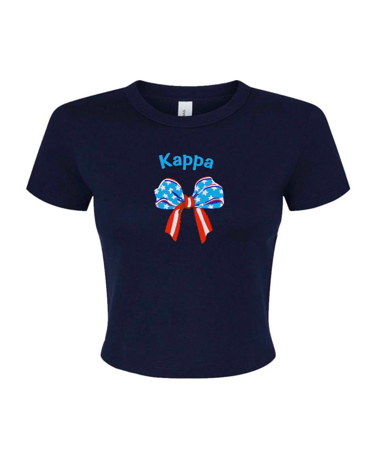 Embroidered Sorority American Bow Crop Top