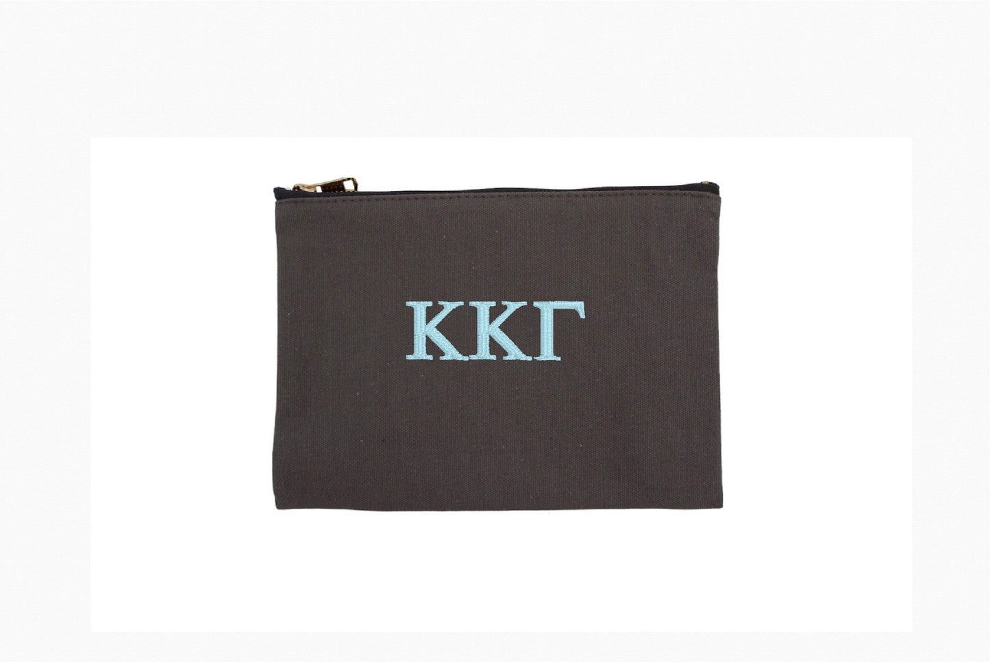 Embroidered Canvas Cosmetic / Pencil Pouch