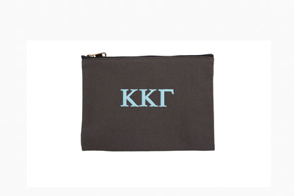 Embroidered Canvas Cosmetic / Pencil Pouch