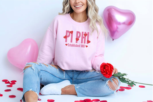 Heart Name Sorority Crewneck Sweatshirt