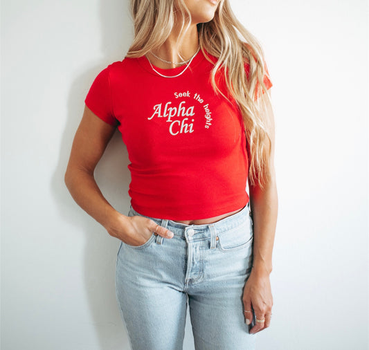 Embroidered Sorority Motto Crop Top