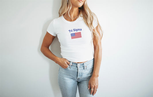 Embroidered Sorority Flag Crop Top