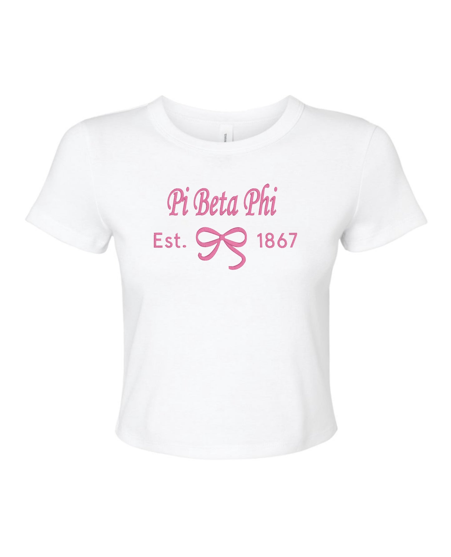 Embroidered Sorority Bow Crop Top