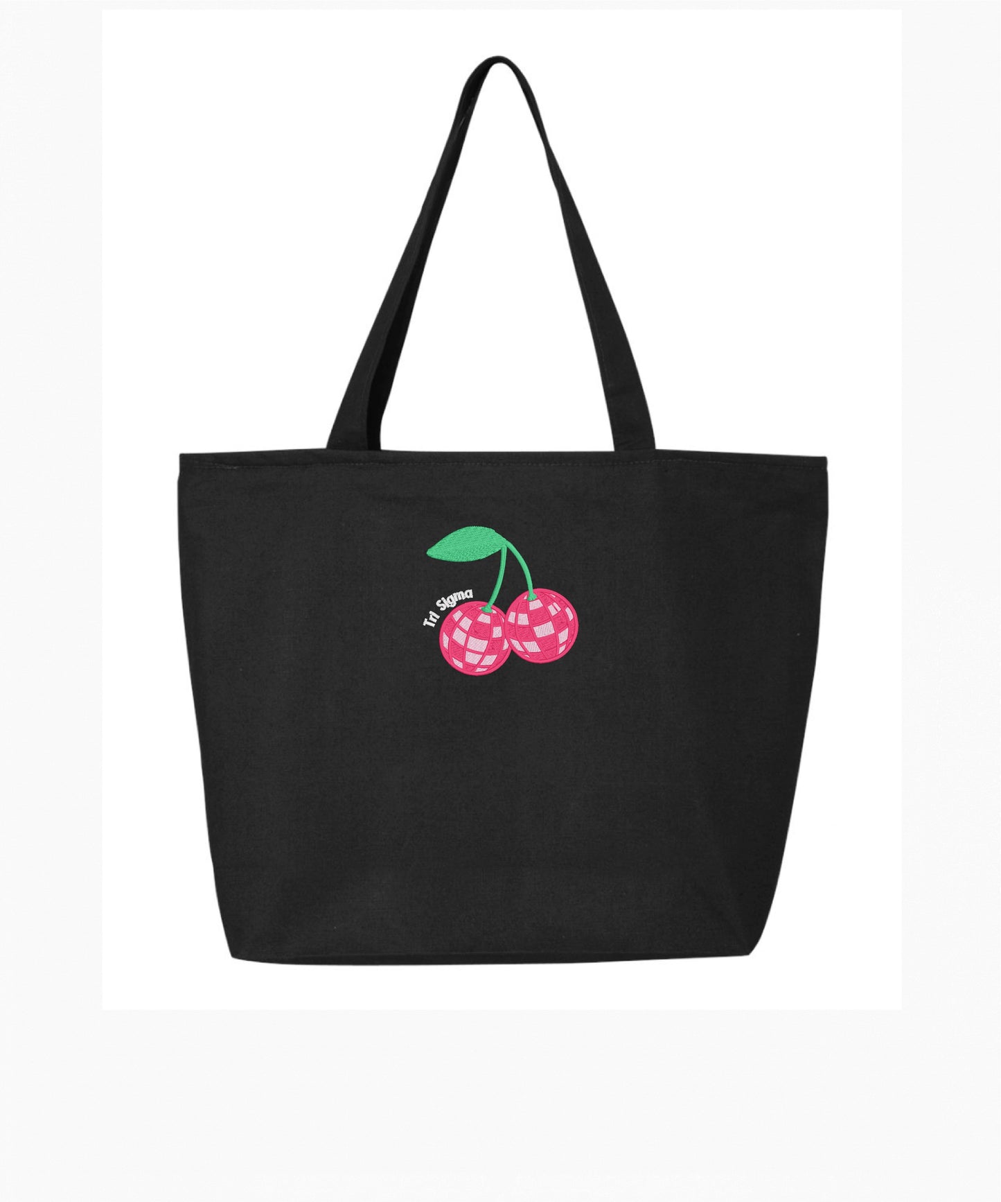 Disco Cherry Embroidered Tote Bag with Zipper