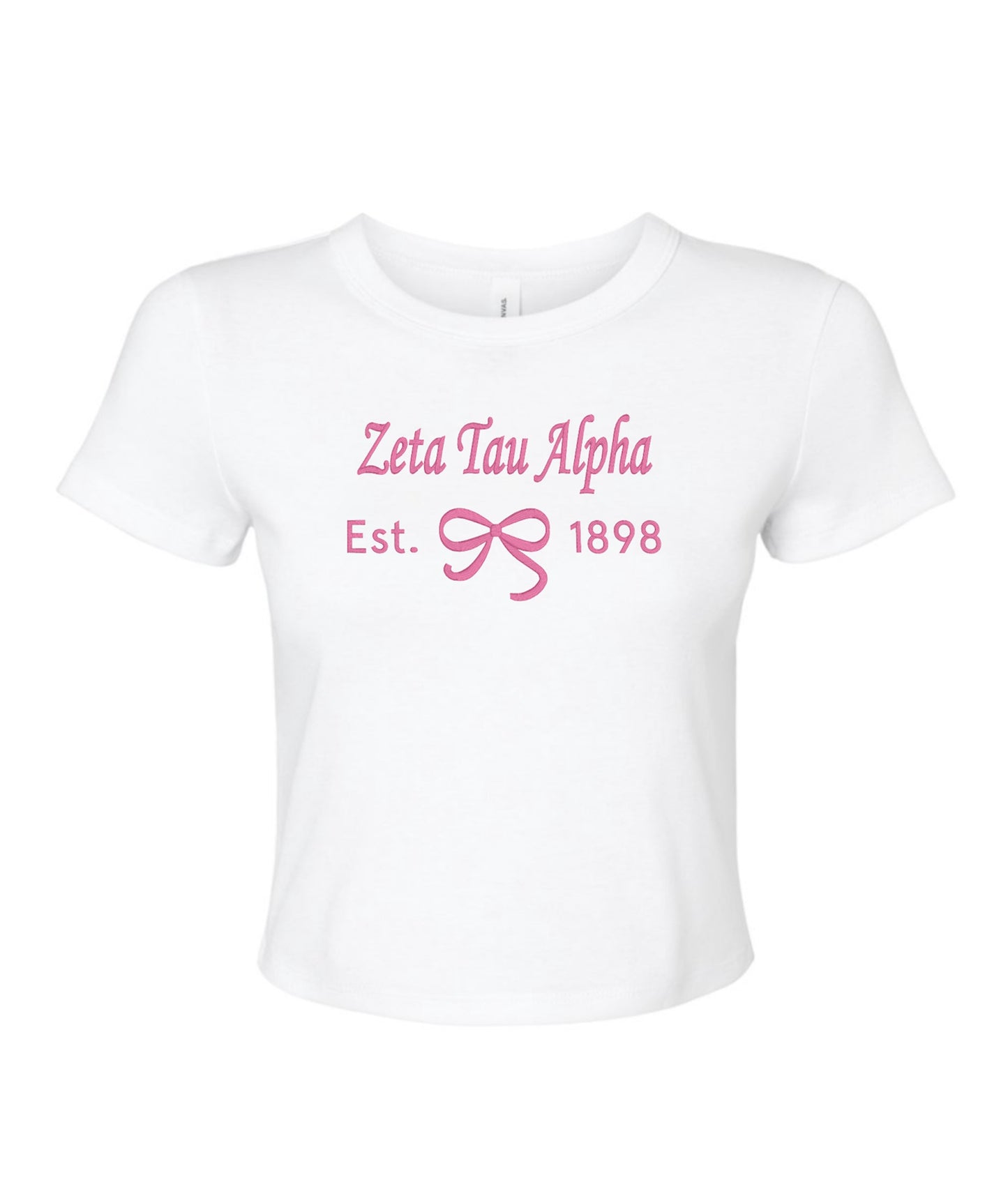 Embroidered Sorority Bow Crop Top